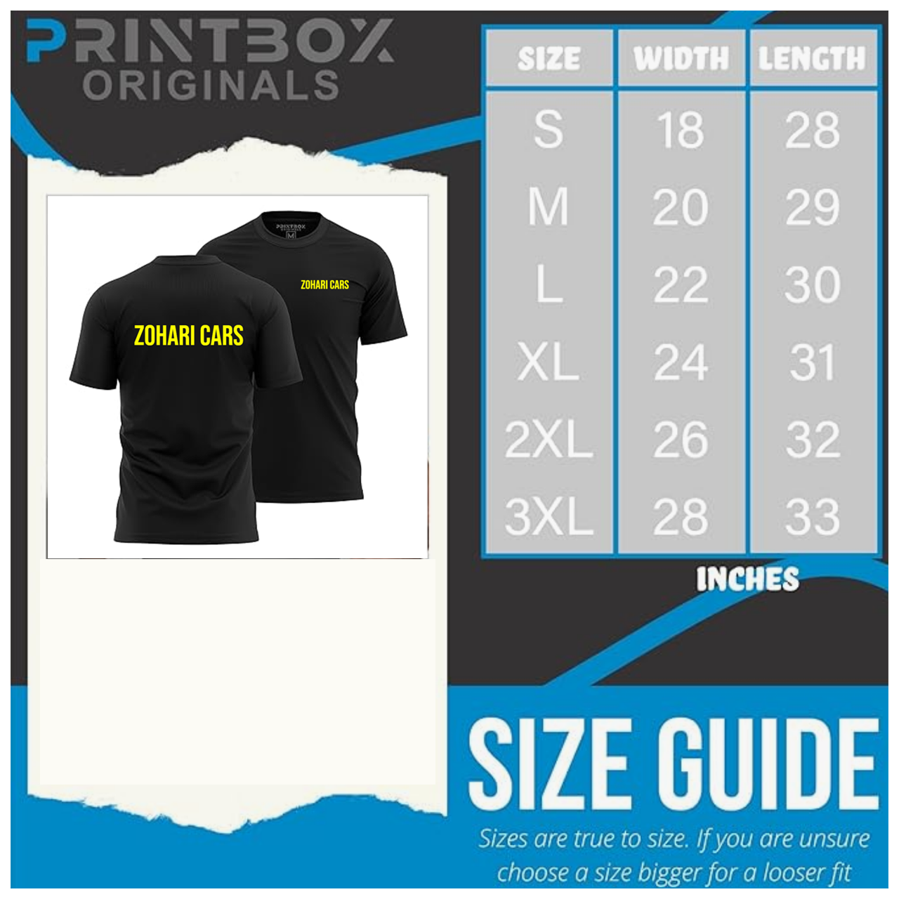 Zohari Cars Custom Tshirt Medium Size