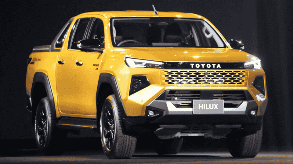 The new Toyota Hilux goes electric — but keeps diesel and gas for global flexibility.”